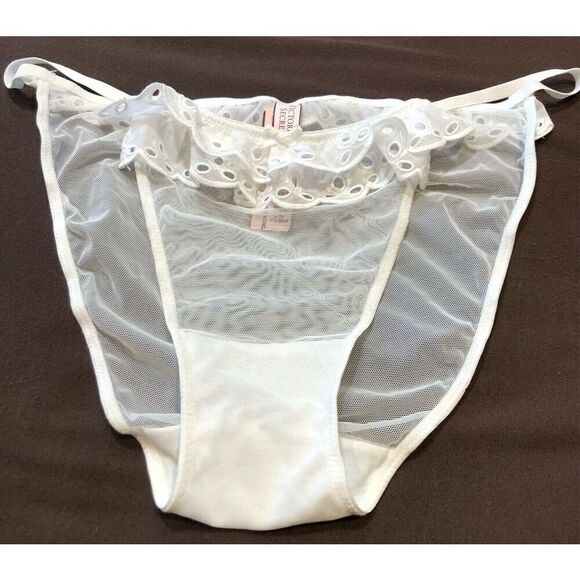 VICTORIA’S SECRET - NWT - L Sz L Dream Angels Sheer Eyelet-Trimmed String Bikini - Picture 4 of 14